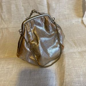 Vintage silver lame evening bag